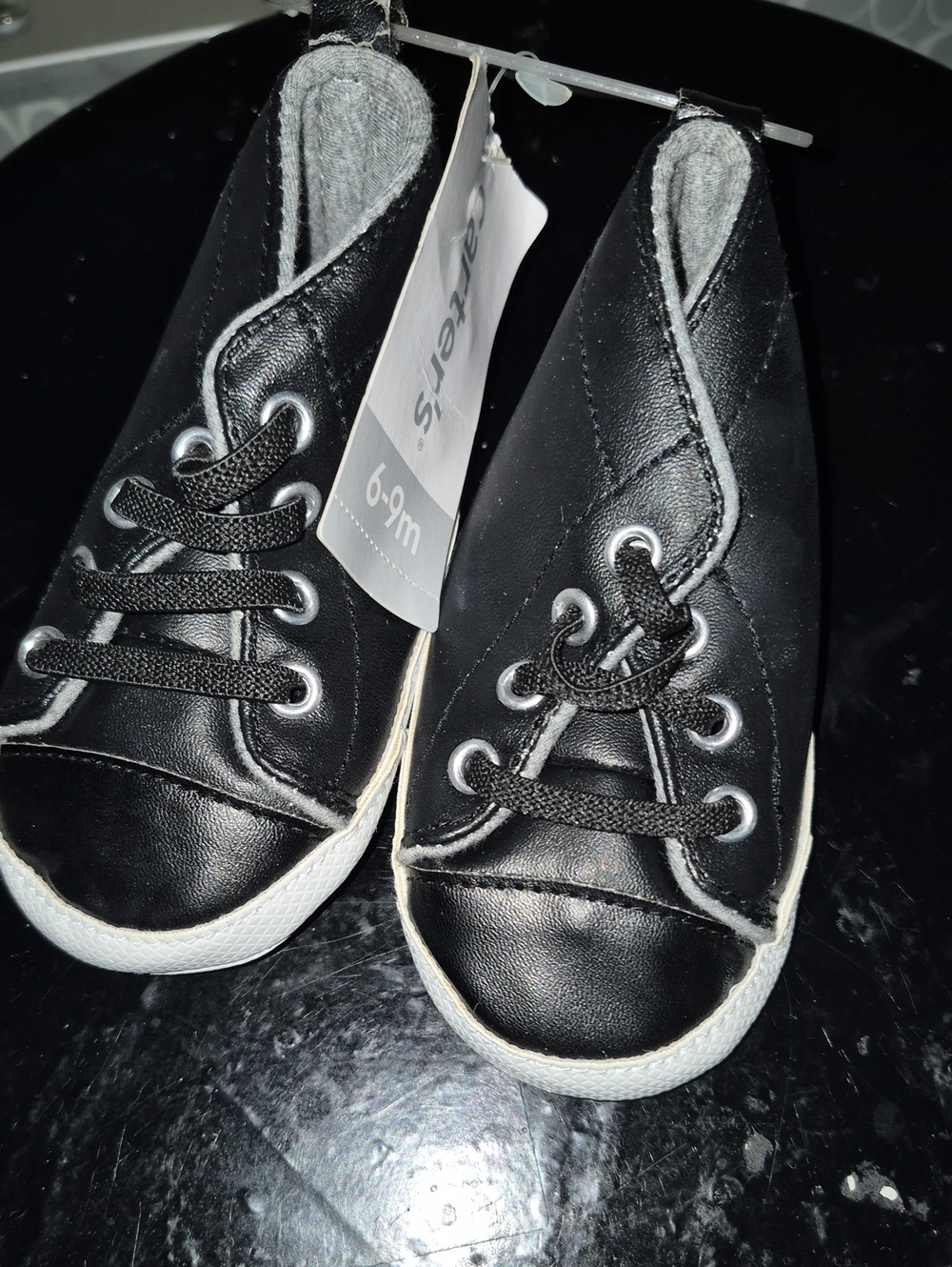 Carter's Black Sneakers For Baby 6-9 Mo with White Soles